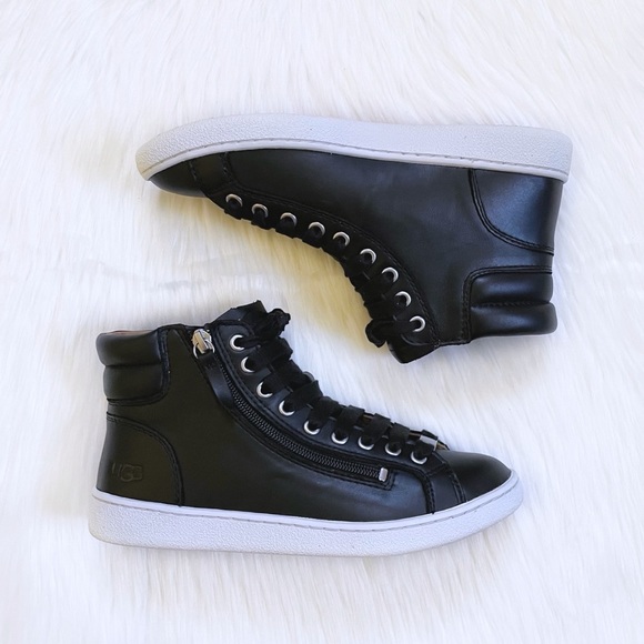 UGG Black Leather Olive High Top Sneaker - Picture 4 of 9